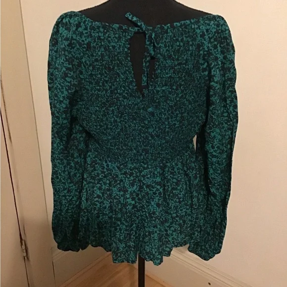 Ava & Viv Teal Floral Blouse - Picture 3 of 7